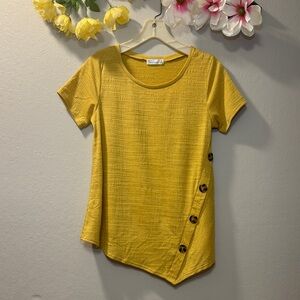 Madison Yellow Asymmetric Short-Sleeve Button Tunic